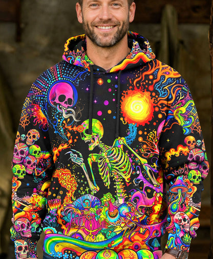 PSYCHEDELIC BOHO SKELETON SKULL  ALL OVER PRINT  - TLHN1205263