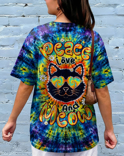 PEACE LOVE AND MEOW CAT BURST ALL OVER PRINT - TLTW0907262