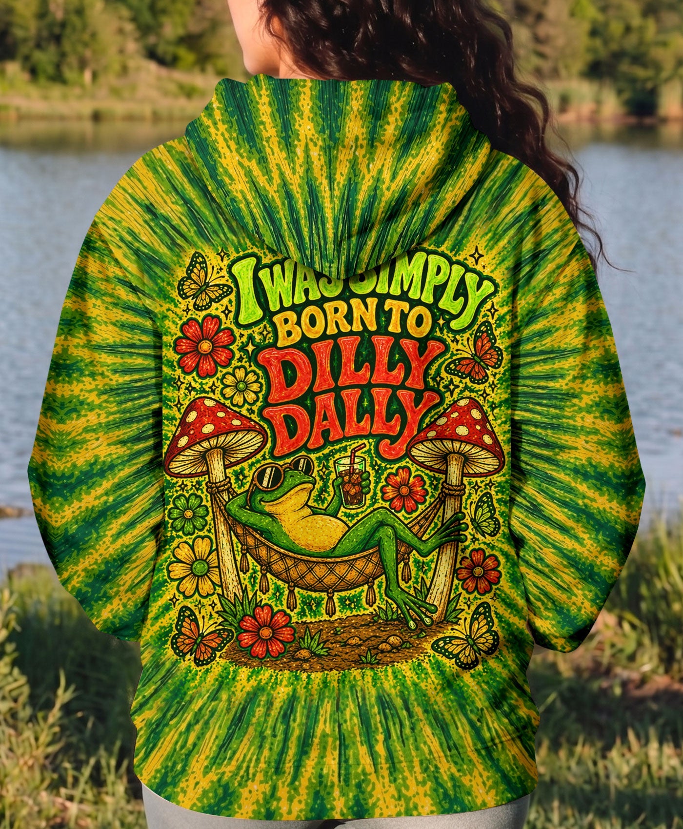 I WAS SIMPLY BORN TO DILLY DALLY FROG ALL OVER PRINT  - TLHN2404263