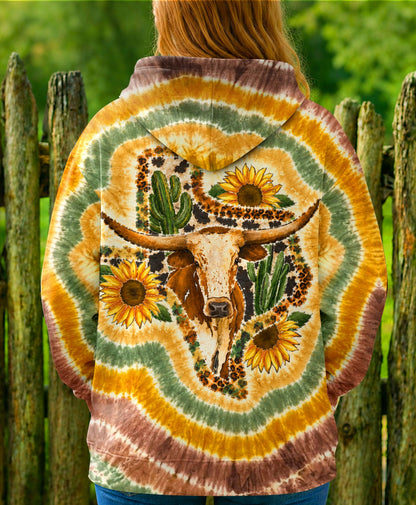 LONGHORN SUNFLOWER TEXAS MAP SWIRL ALL OVER PRINT   - TLHN2906261