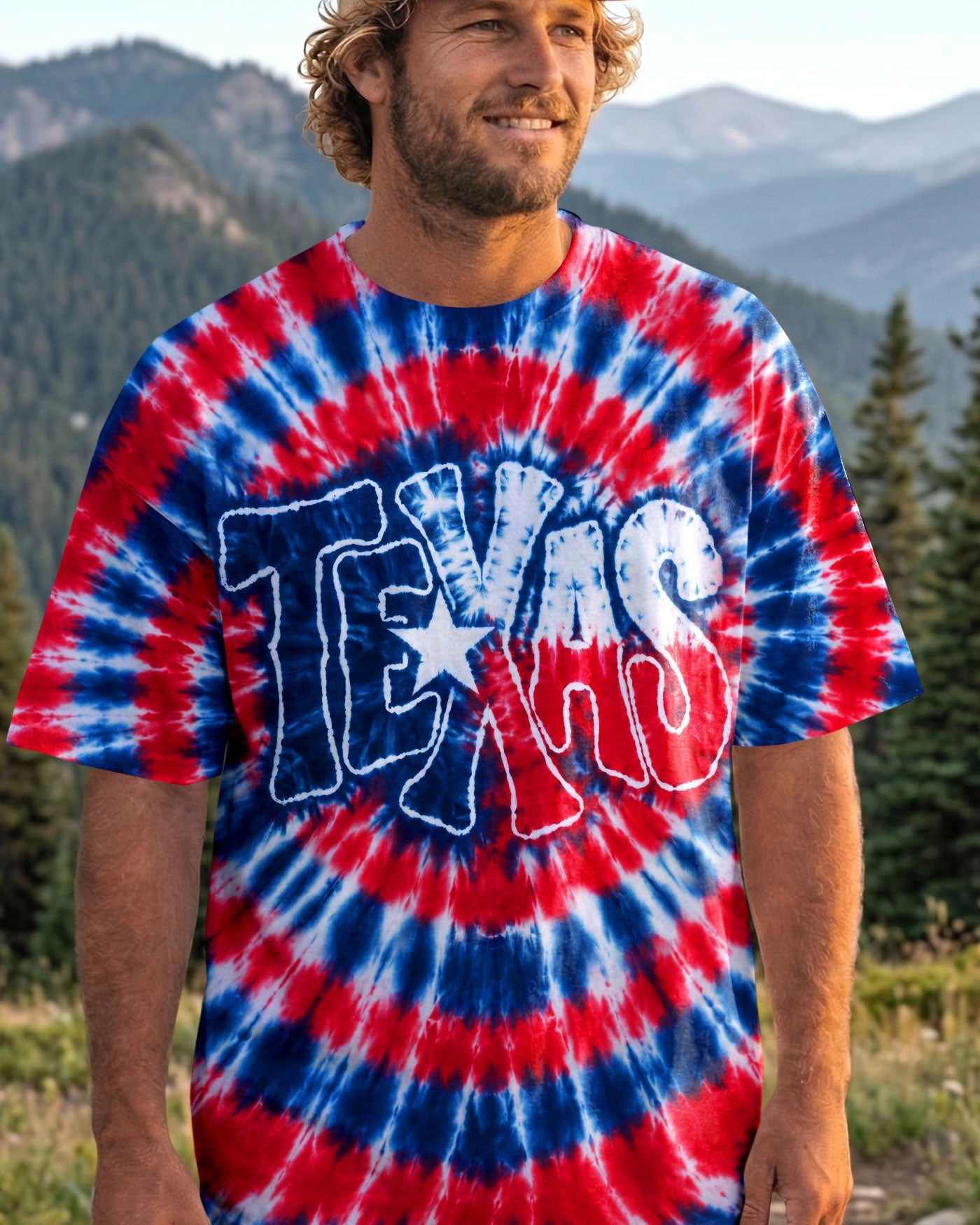 TEXAS RED WHITE & BLUE SWIRL ALL OVER PRINT   - TLHN1206263