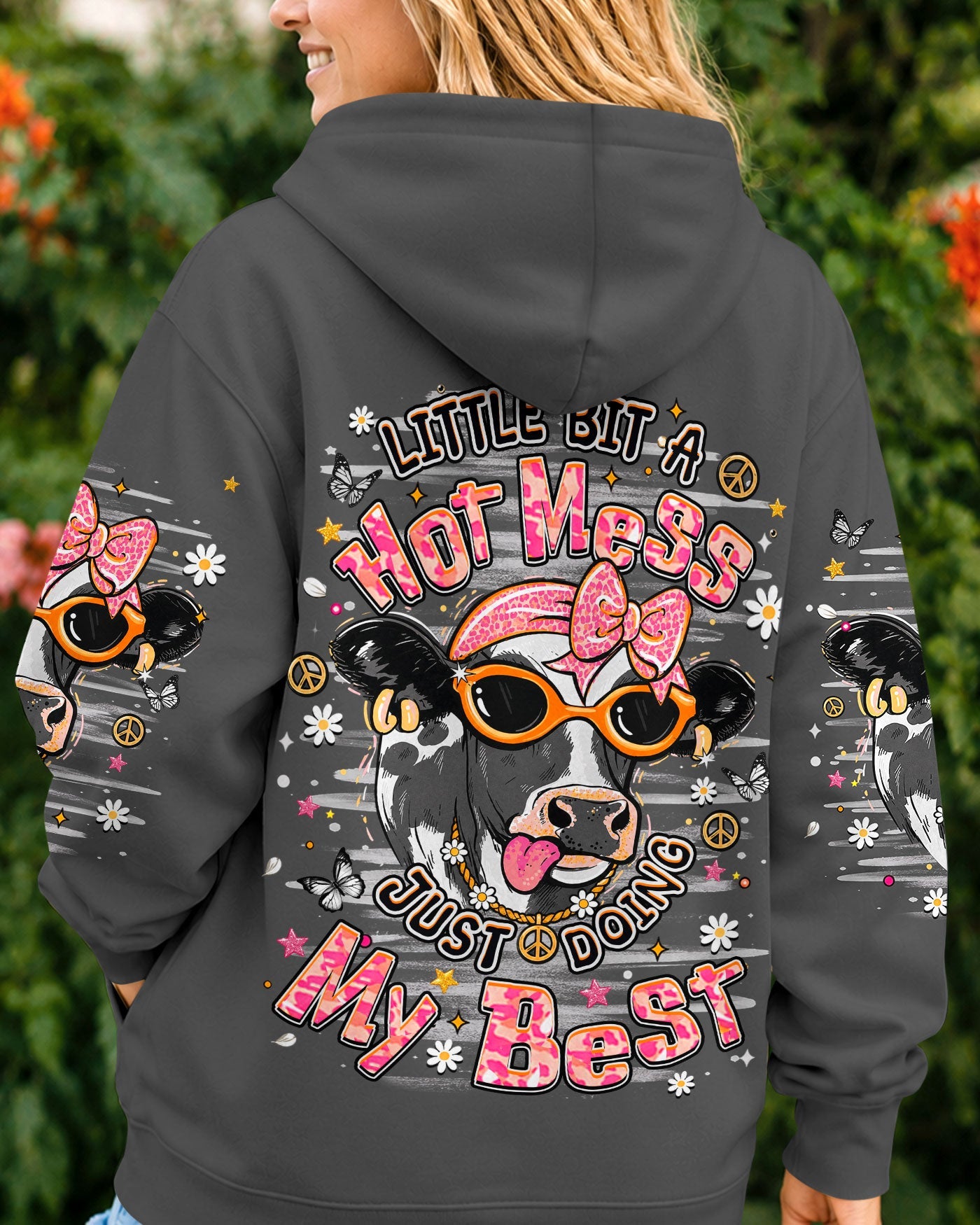 LITTLE BIT A HOT MESS COW ALL OVER PRINT  - TLHN1806264