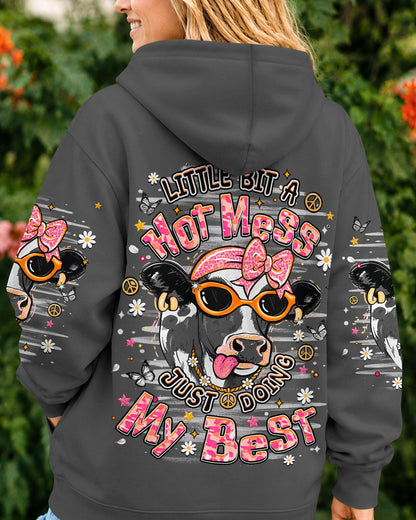 LITTLE BIT A HOT MESS COW ALL OVER PRINT  - TLHN1806264