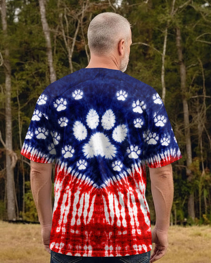 PAW PRINT RED WHITE & BLUE V SWIRL ALL OVER PRINT - TLTW0104263