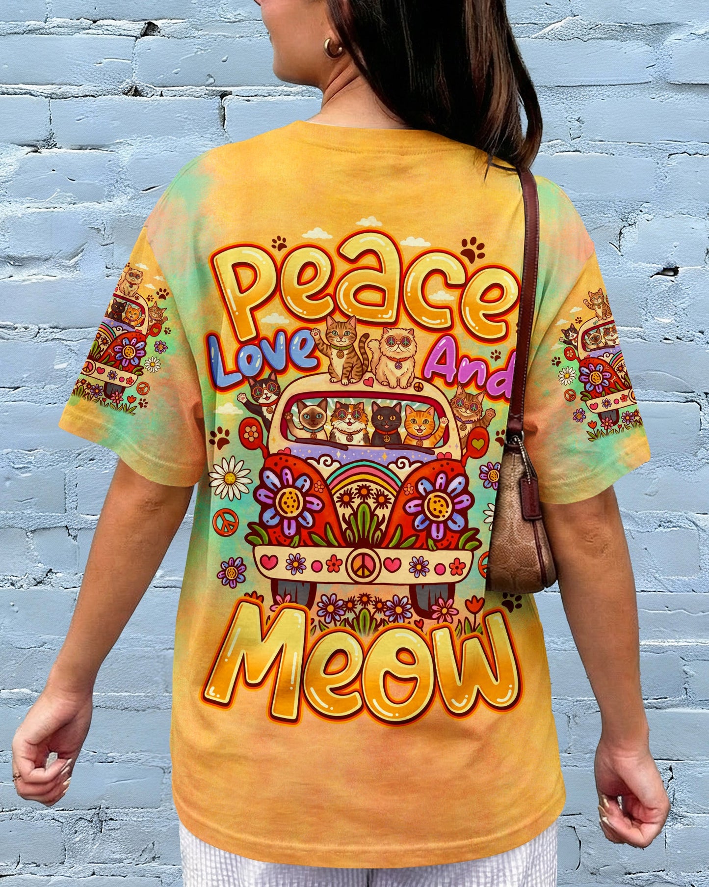 PEACE LOVE AND MEOW CATS ALL OVER PRINT - TLNO1307261