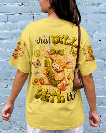 JUST DILL WITH IT  HIGHLAND COW ALL OVER PRINT  - TLTW1006261