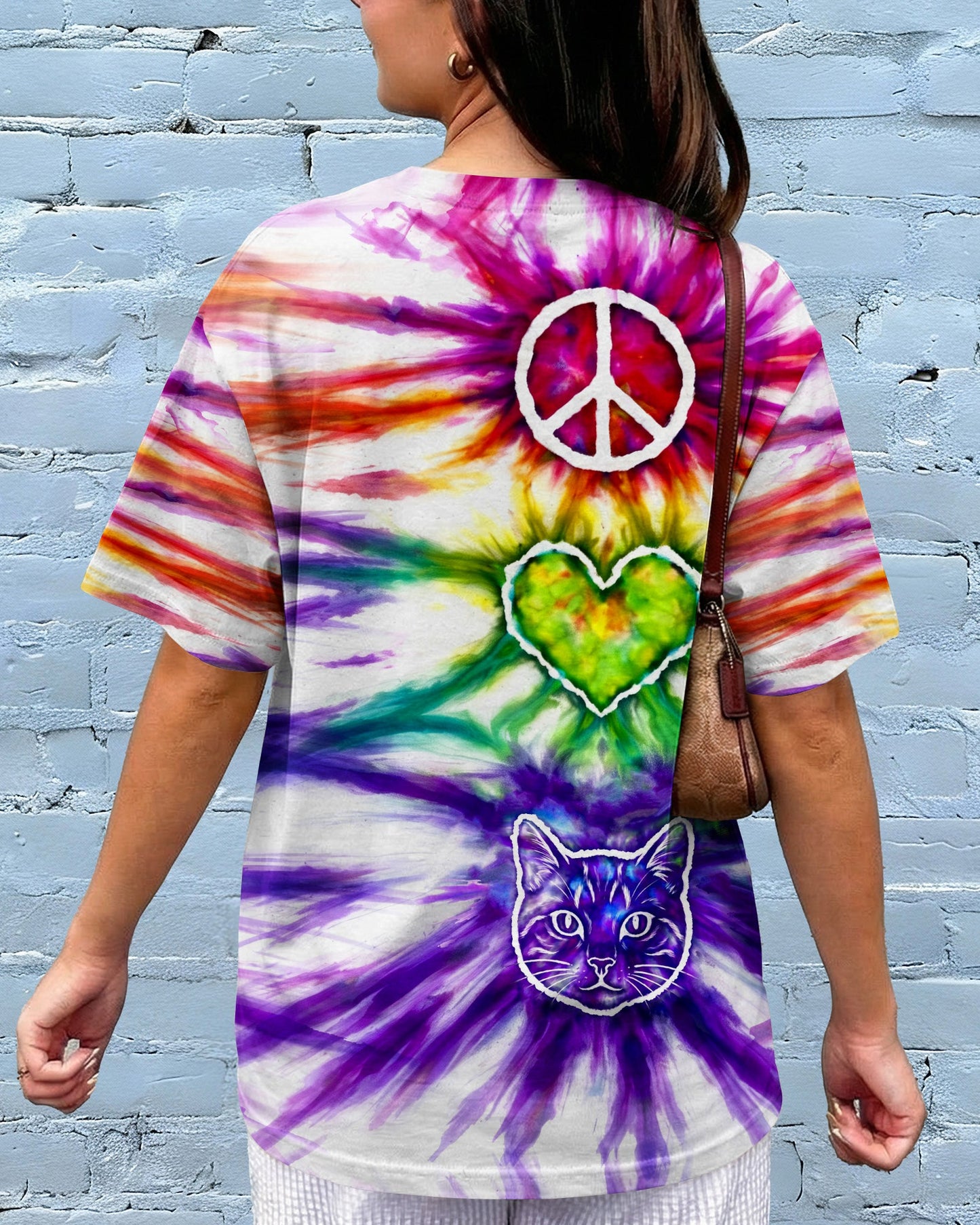 PEACE LOVE CAT FACE ALL OVER PRINT - TLHG15042641
