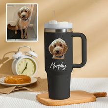 Load image into Gallery viewer, Pet Dog Cat Personalized Text 40oz Insulated Mug with Handle and Straw Stainless Steel Custom Travel Cup Gift for Family Friends Couples
