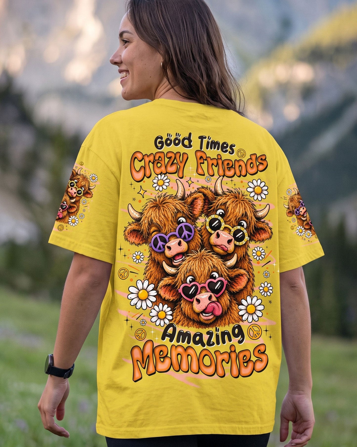 GOOD TIMES CRAZY FRIEND HIGHLAND COW ALL OVER PRINT - TLTW0807261
