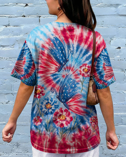 RED WHITE BLUE BUTTERFLY ALL OVER PRINT - RITD2406261