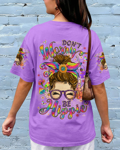 DON'T WORRY BE HIPPIE MESSY BUN ALL OVER PRINT - TYLN3006262