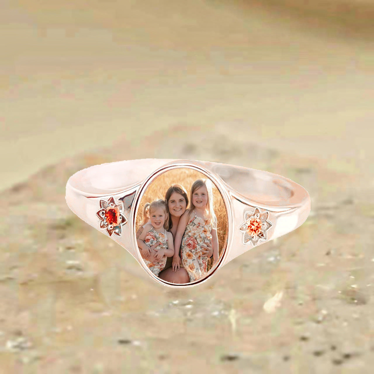 Personalized Birthstone Photo Ring
