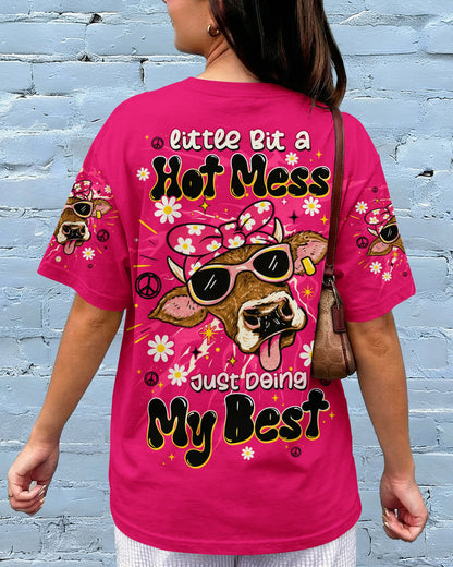 LITTLE BIT A HOT MESS COW ALL OVER PRINT  - TLTW1706264