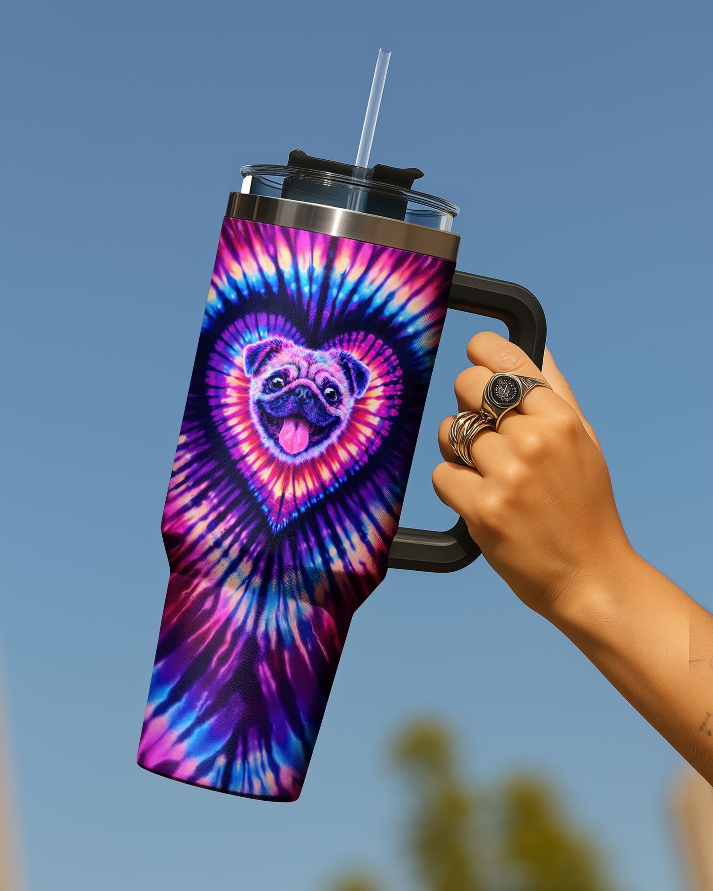 PUG DOG HEART SWIRL TUMBLER  - TLTW1104263
