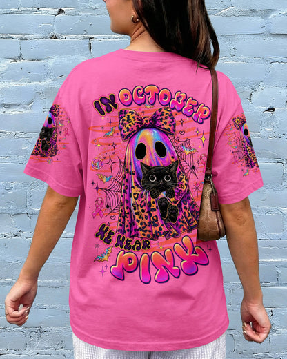 IN OCTOBER WE WEAR PINK BOO BLACK CAT BREAST CANCER AWARENESS ALL OVER PRINT  - TLTW1507265