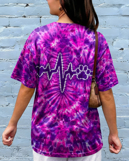 HEARTBEAT PAW PRINT PURPLE PINK BURST ALL OVER PRINT - TLHG1706261