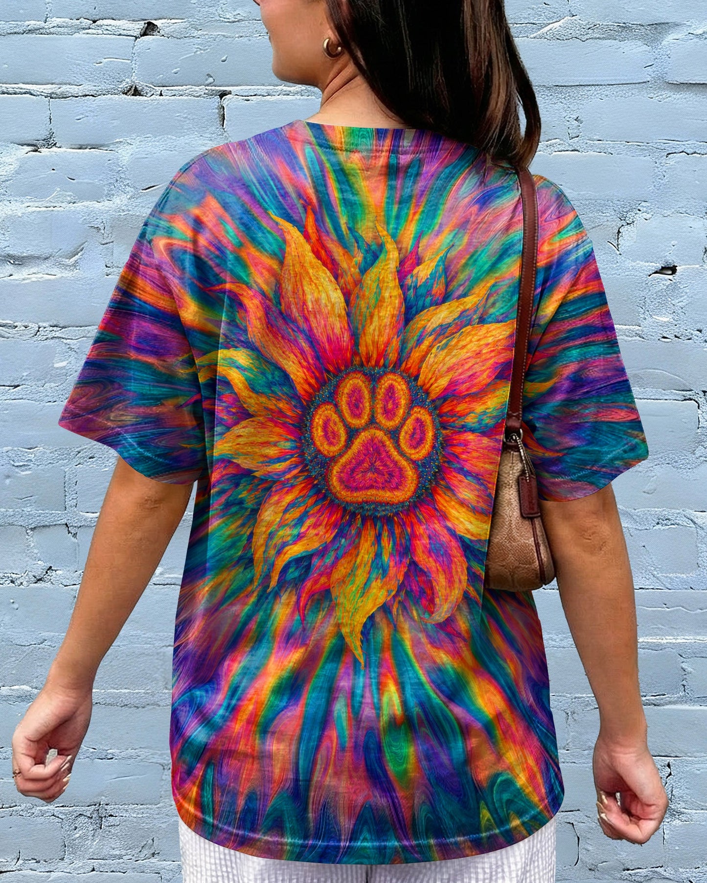SUNFLOWER WITH PAW PRINT BURST ALL OVER PRINT - TLTW0707263