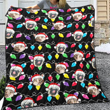 Load image into Gallery viewer, Personalized Pet Dog Cat Christmas Light Imitation Knitted Quilt
