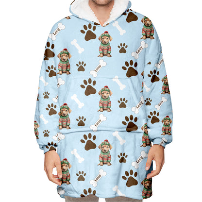 Personalized Pup In Ugly Sweater Blanket Hoodie