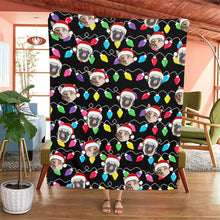 Load image into Gallery viewer, Personalized Pet Dog Cat Christmas Light Imitation Knitted Soft Blanket
