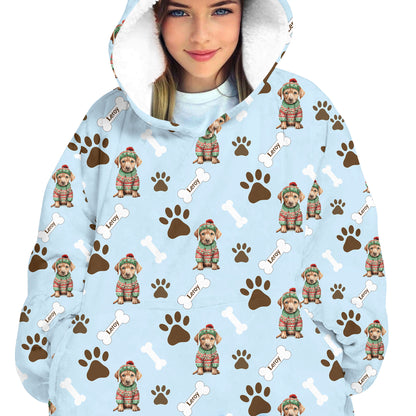 Personalized Pup In Ugly Sweater Blanket Hoodie