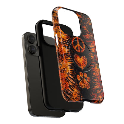 PEACE LOVE PAW PRINT VINTAGE MAGNETIC  PHONE CASE  - TLHN2204264