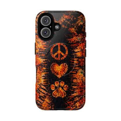 PEACE LOVE PAW PRINT VINTAGE MAGNETIC  PHONE CASE  - TLHN2204264