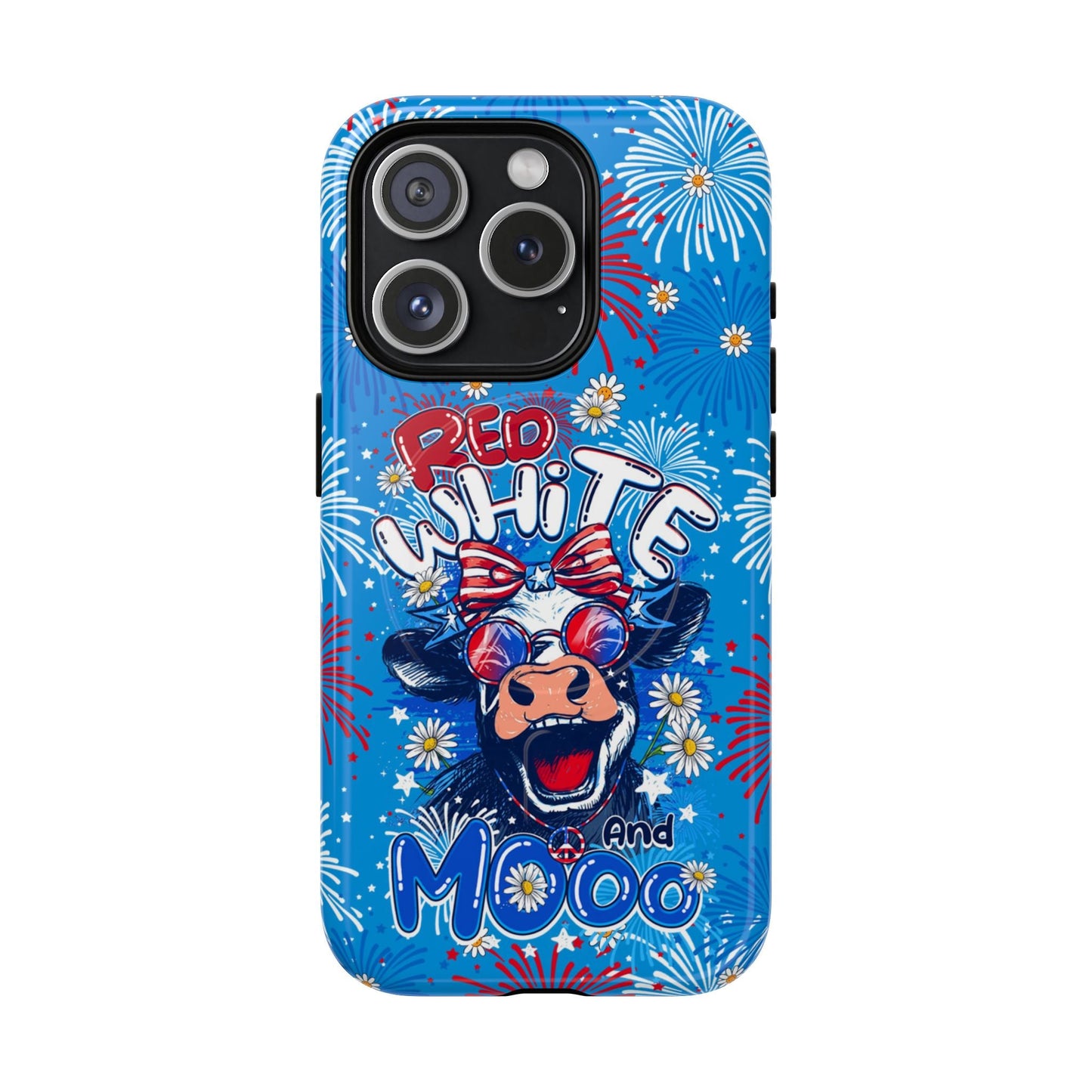 RED WHITE AND MOOO COW MAGNETIC PHONE CASE  - TY1306262