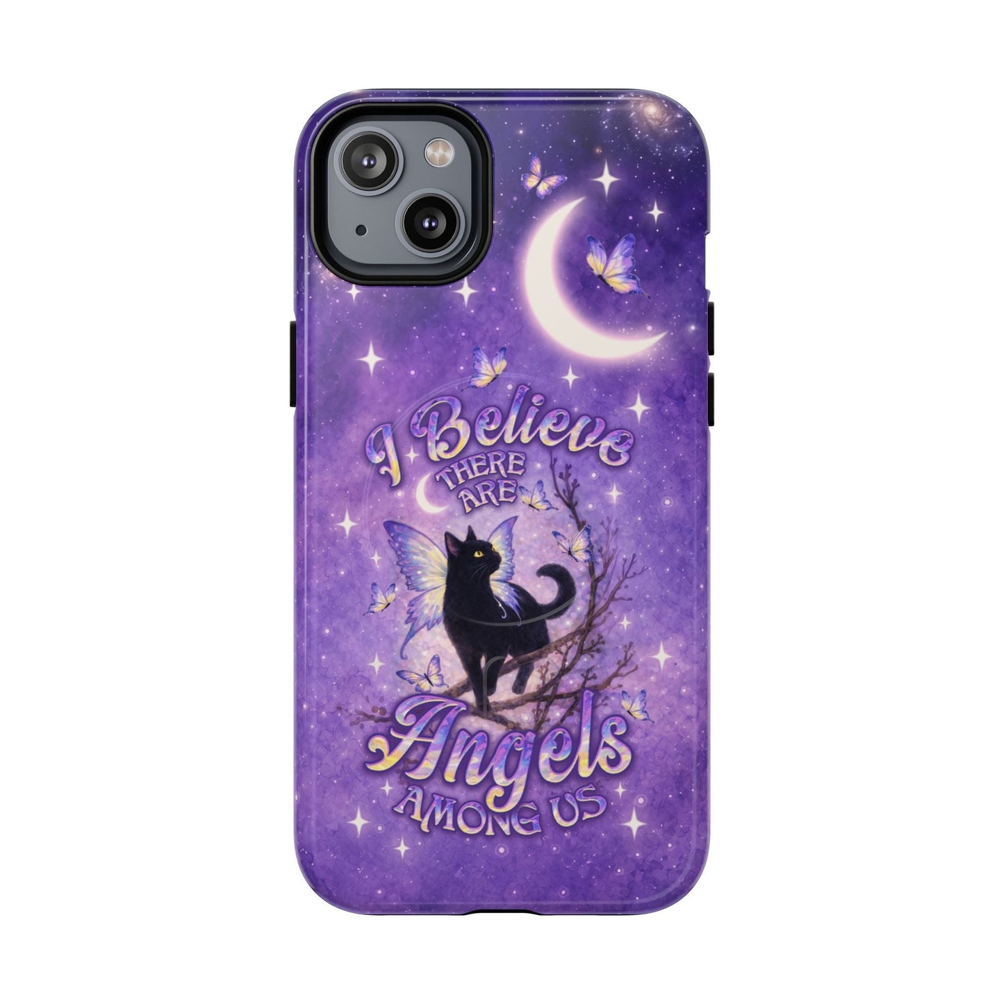 I BELIEVE THERE ARE ANGELS AMONG US BLACK CAT MAGNETIC PHONE CASE  - TLNO2605262