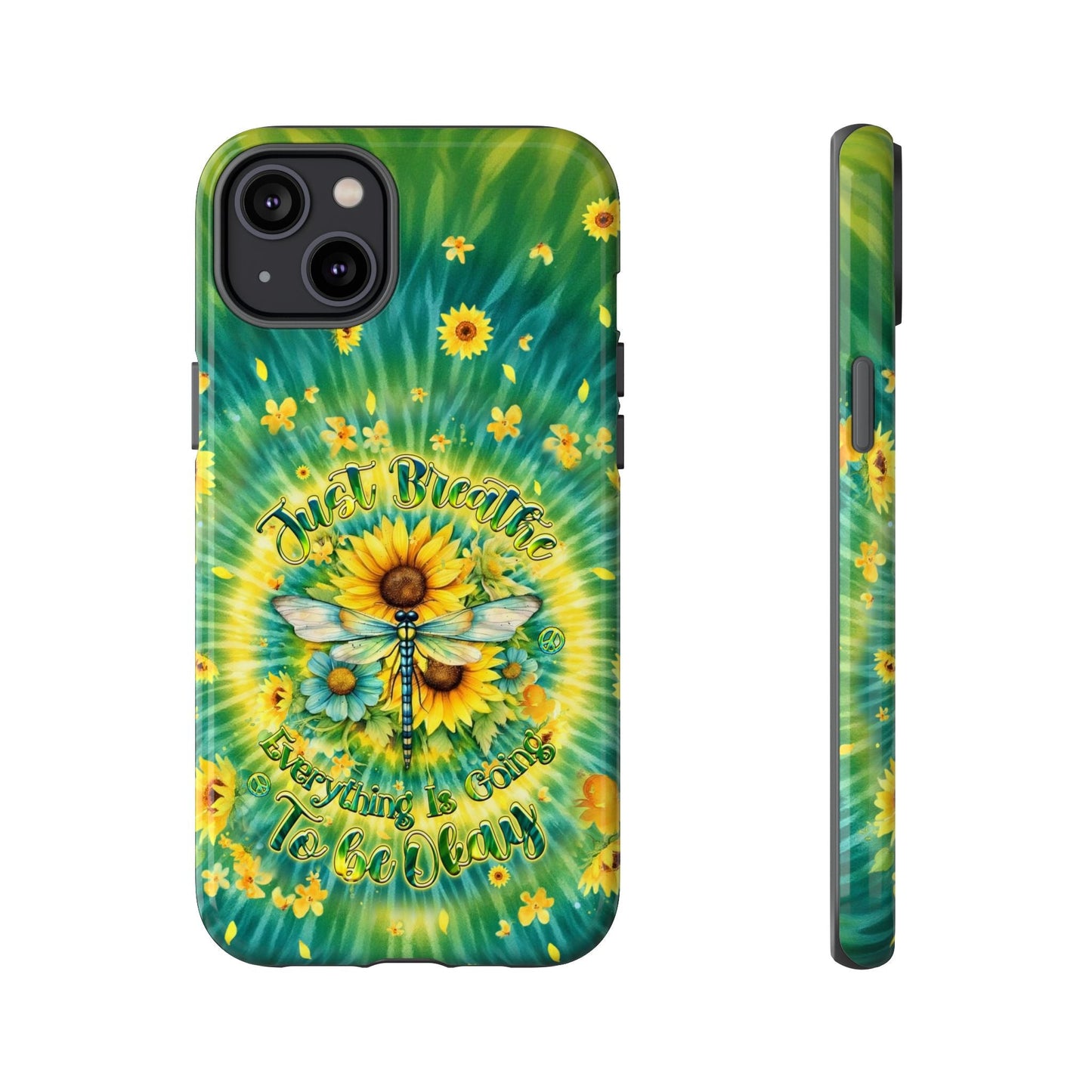 JUST BREATHE DRAGONFLY FLORAL SWIRL PHONE CASE  - TLHG1304263