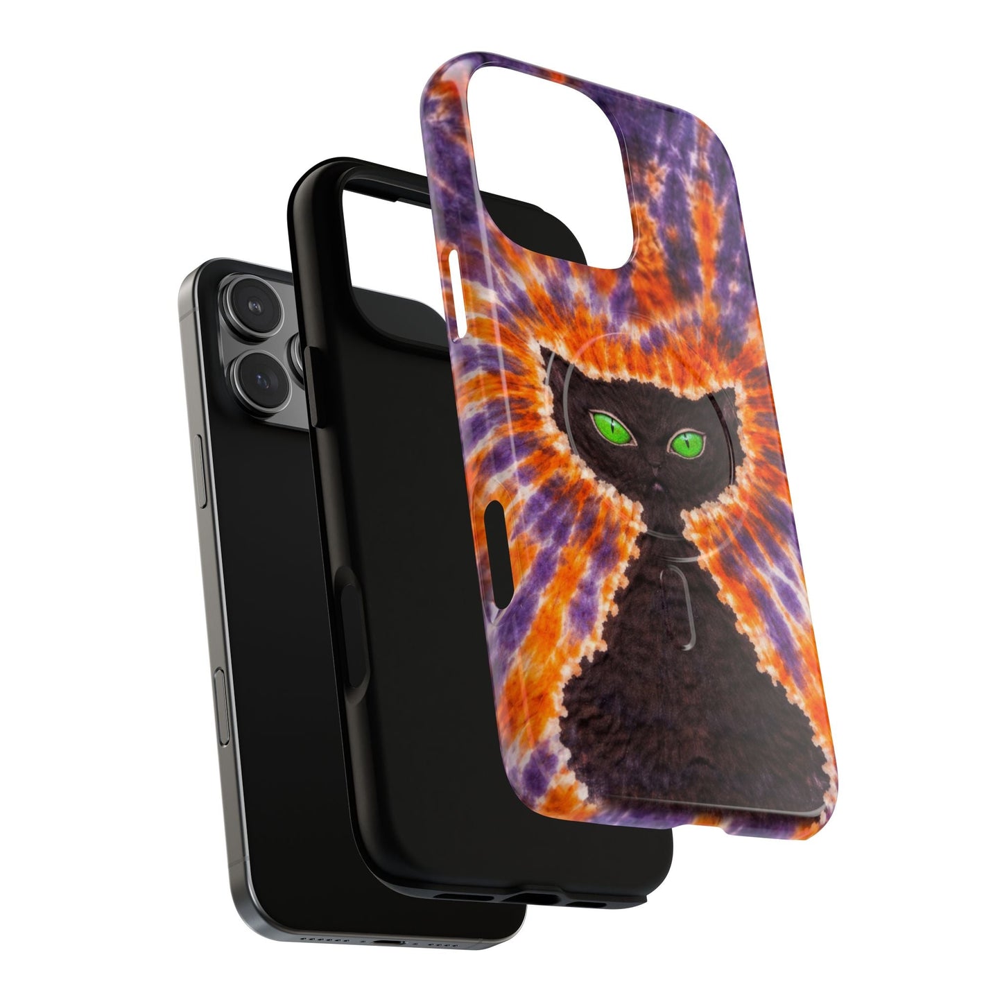 BLACK CAT PURPLE & ORANGE MAGNETIC  PHONE CASE  - TLHN2404264