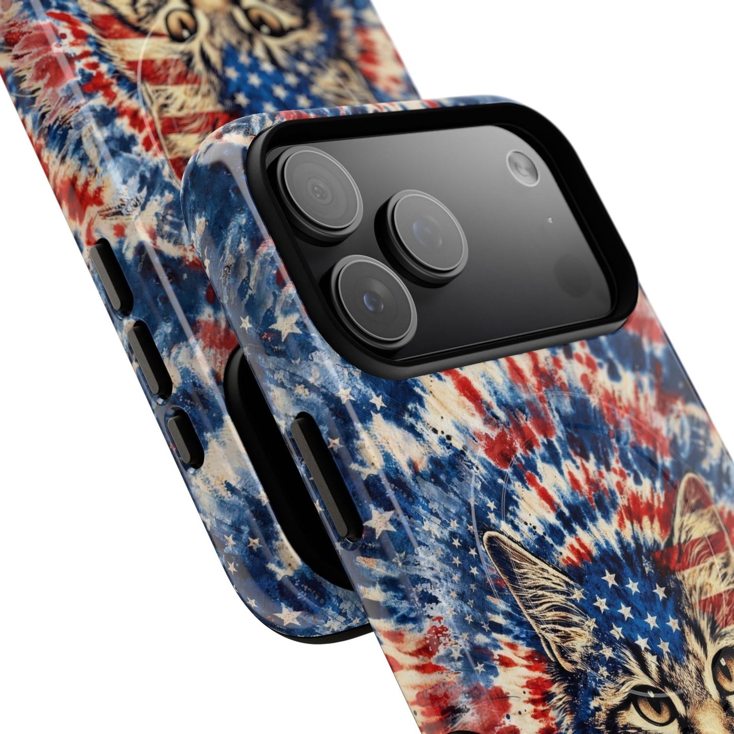 CAT RED WHITE & BLUE VINTAGE MAGNETIC PHONE CASE  - TLHG2004262