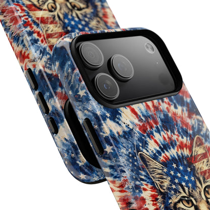 CAT RED WHITE & BLUE VINTAGE MAGNETIC PHONE CASE  - TLHG2004262