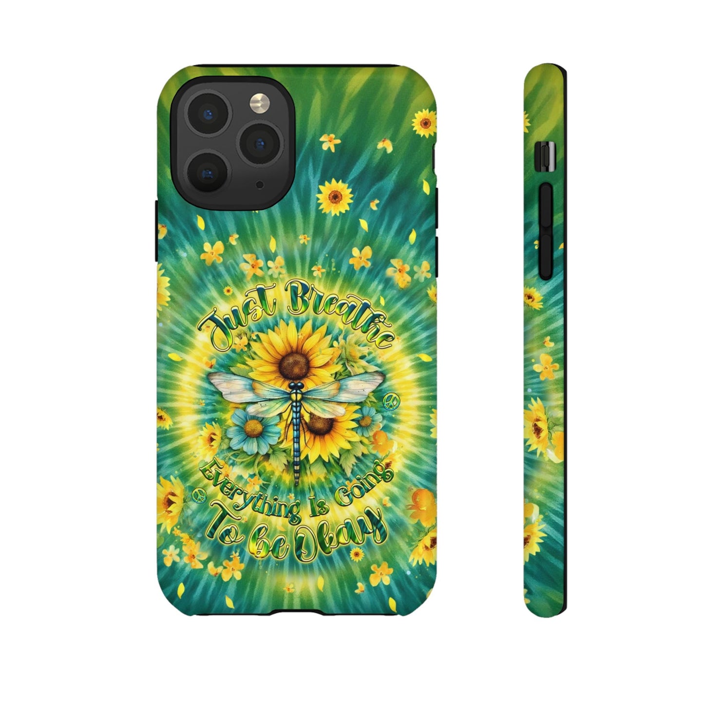 JUST BREATHE DRAGONFLY FLORAL SWIRL PHONE CASE  - TLHG1304263