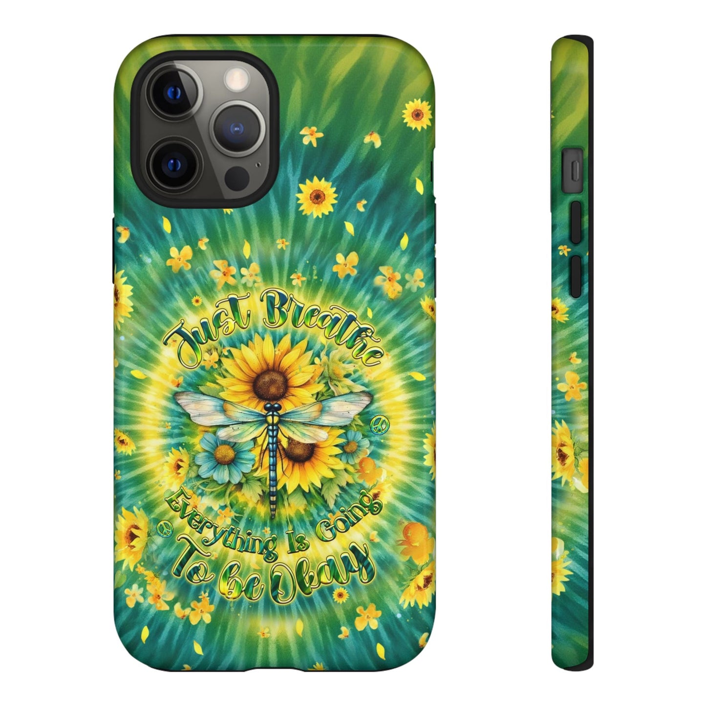 JUST BREATHE DRAGONFLY FLORAL SWIRL PHONE CASE  - TLHG1304263
