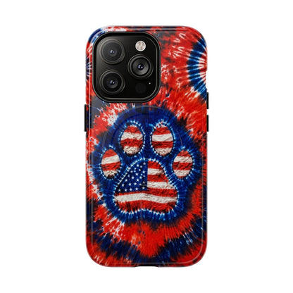 PAW PRINT RED WHITE & BLUE MAGNETIC PHONE CASE  - TLHN0405264