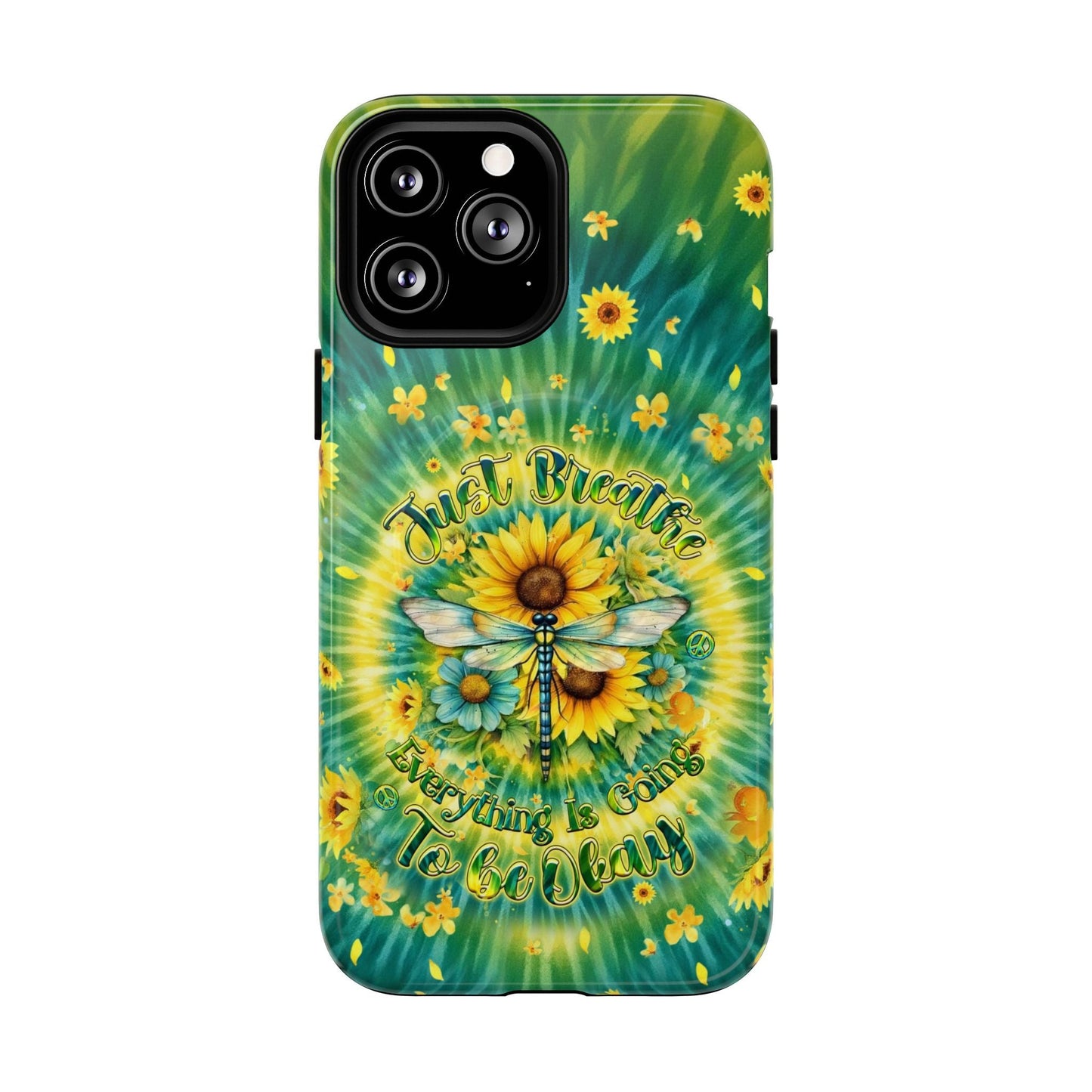 JUST BREATHE DRAGONFLY FLORAL MAGNETIC PHONE CASE  - TLHG1304263