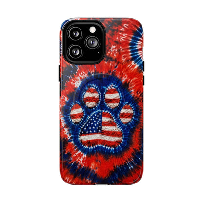 PAW PRINT RED WHITE & BLUE MAGNETIC PHONE CASE  - TLHN0405264