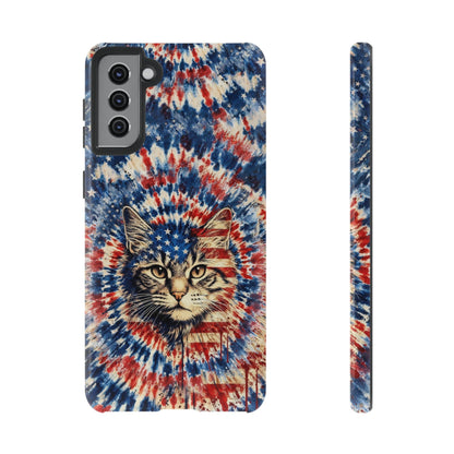 CAT RED WHITE & BLUE VINTAGE PHONE CASE  - TLHG2004262