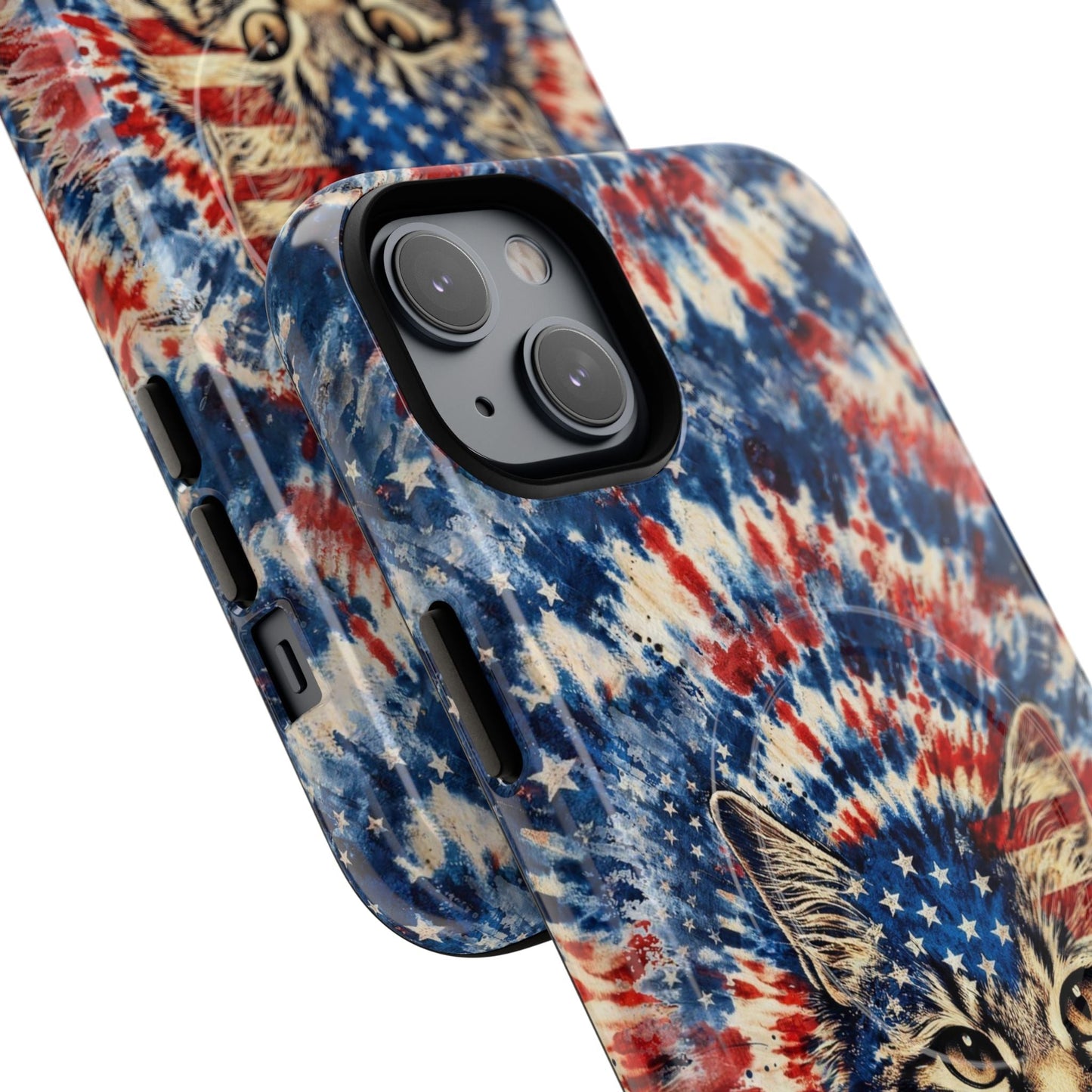 CAT RED WHITE & BLUE VINTAGE MAGNETIC PHONE CASE  - TLHG2004262
