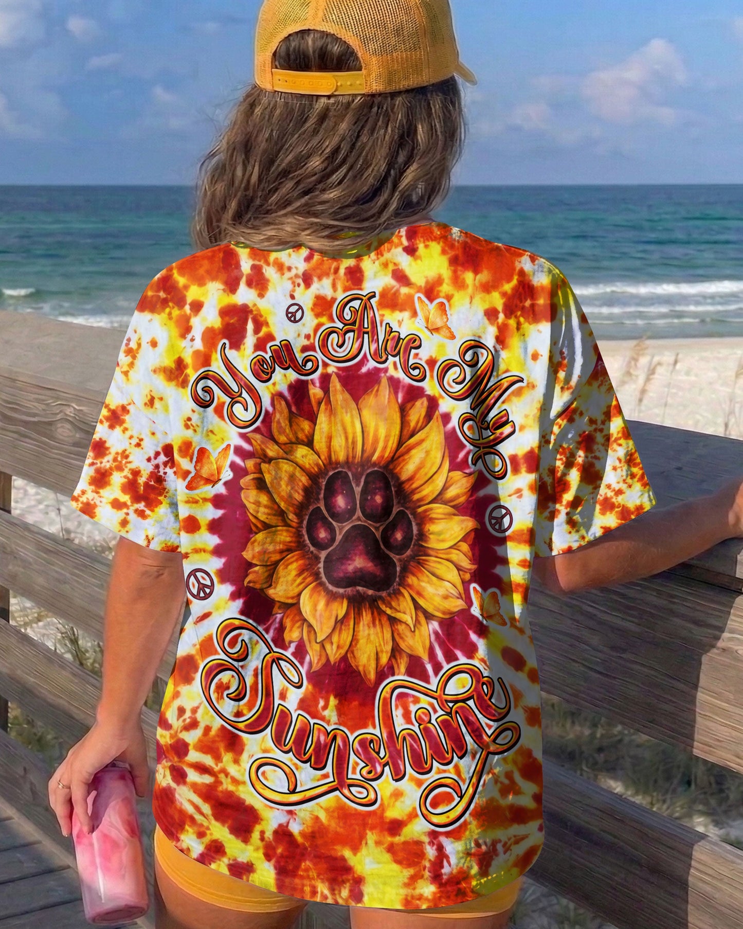 YOU ARE MY SUNSHINE PAW PRINT SUNFLOWER BURST ALL OVER PRINT  - TLTW3006264