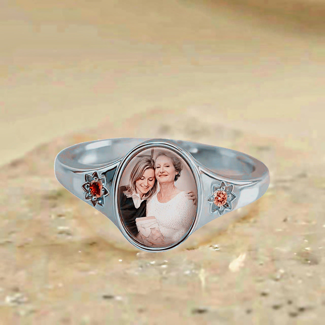 Personalized Birthstone Photo Ring