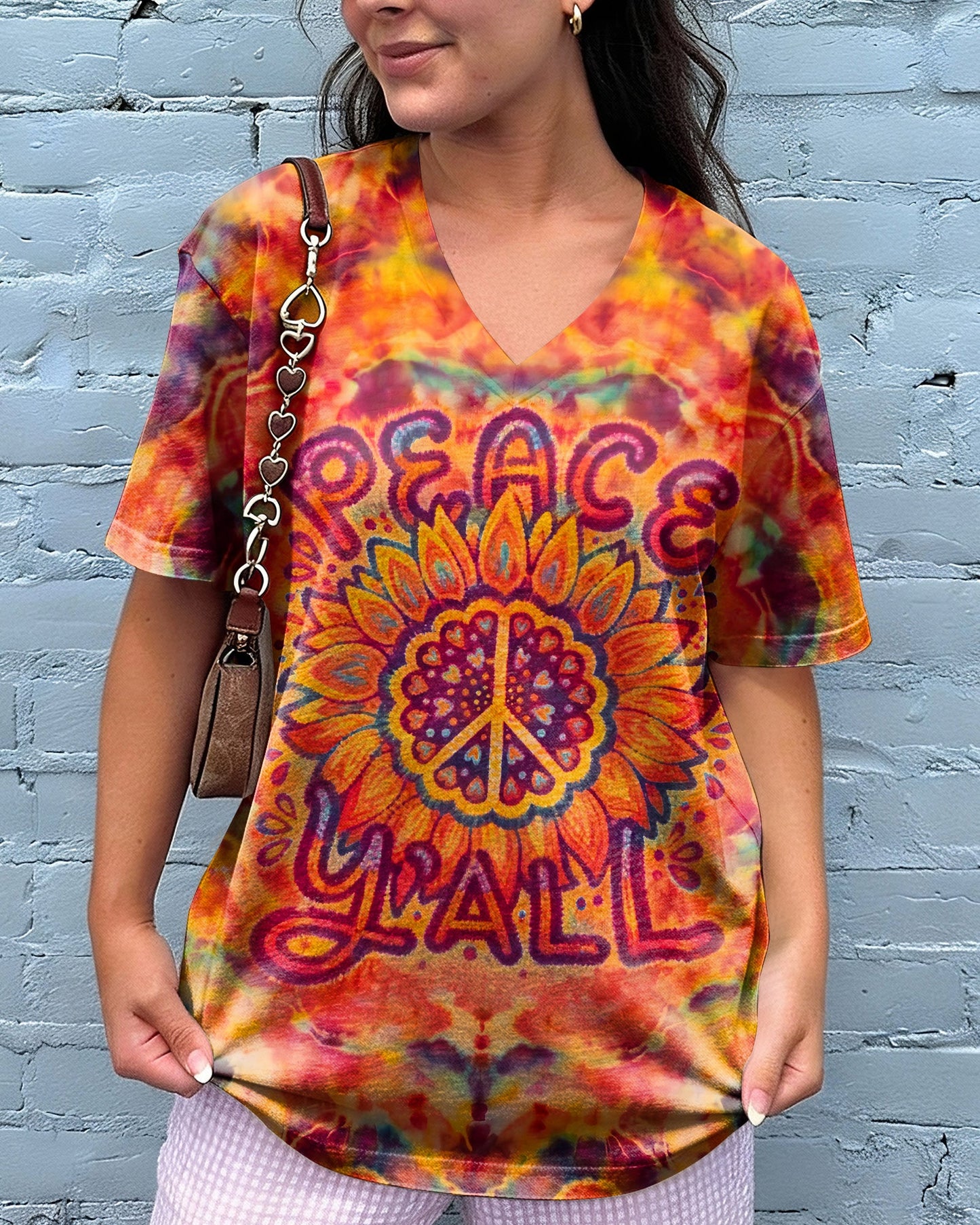 PEACE Y'ALL SUNFLOWER ALL OVER PRINT - RI0707261