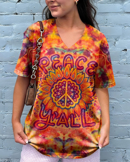 PEACE Y'ALL SUNFLOWER ALL OVER PRINT - RI0707261