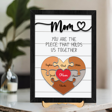 Load image into Gallery viewer, Mother&#39;s Day Personalized Mom Heart Puzzle Sign
