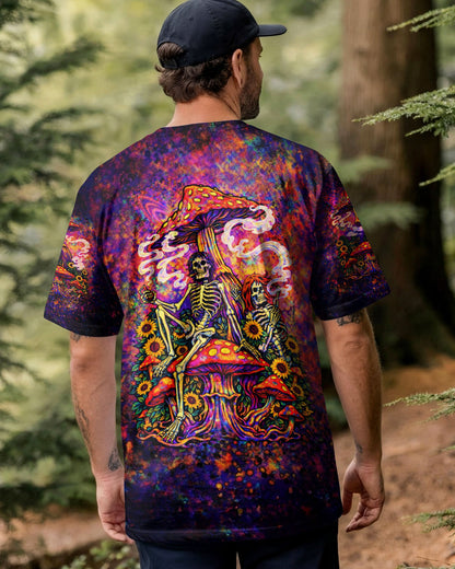 PSYCHEDELIC SKELETON SUNFLOWER MUSHROOM ALL OVER PRINT  - TLTW2104261