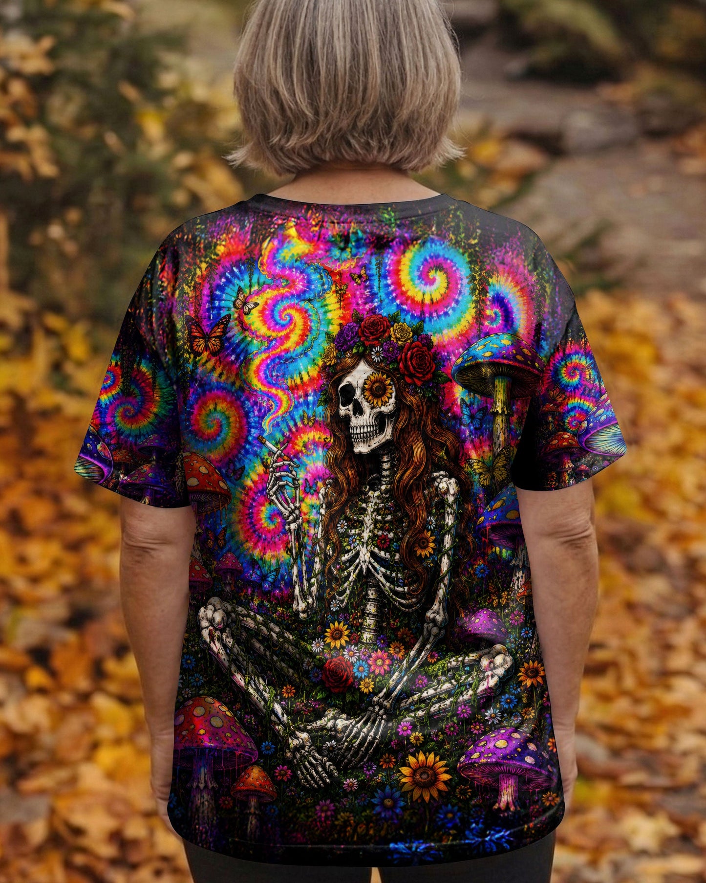 PSYCHEDELIC SKELETON COLORFUL SWIRL ALL OVER PRINT  - TLTW1605261