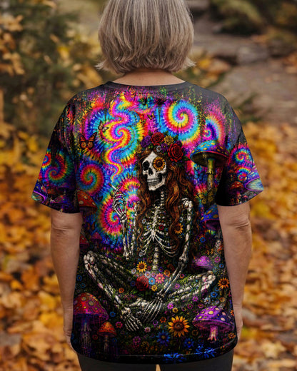 PSYCHEDELIC SKELETON COLORFUL SWIRL ALL OVER PRINT  - TLTW1605261