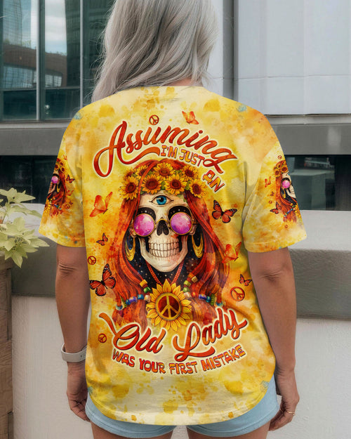 ASSUMING I'M JUST AN OLD LADY SKULL SUNFLOWER ALL OVER PRINT - TLTW1004261