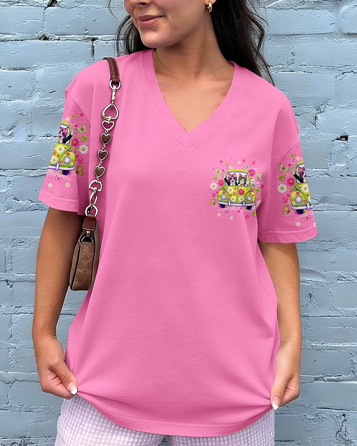 PEACE LOVE AND MEOW CAT HIPPIE CAR ALL OVER PRINT - TLNT0807263